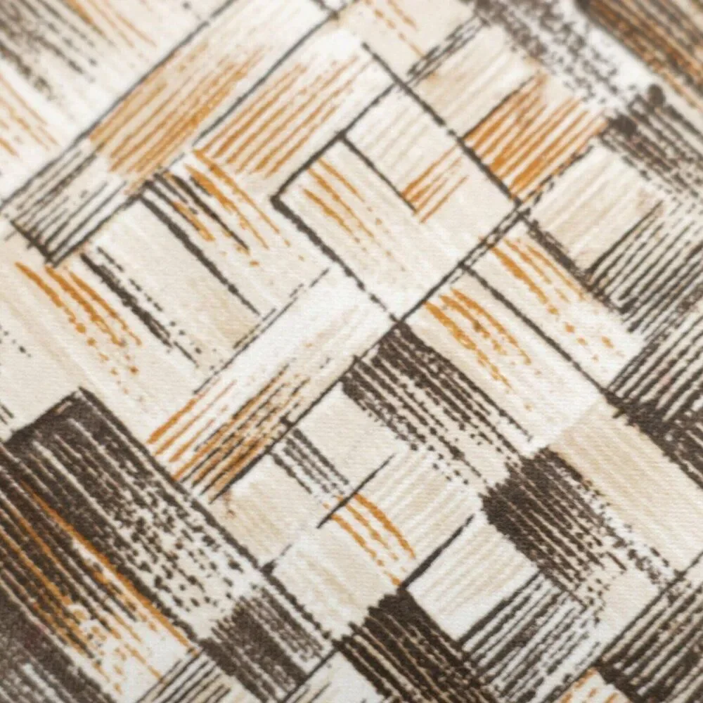 Oleg Cassini Deco Art Abstract Print Brown Polyester Short Wide Tie‎